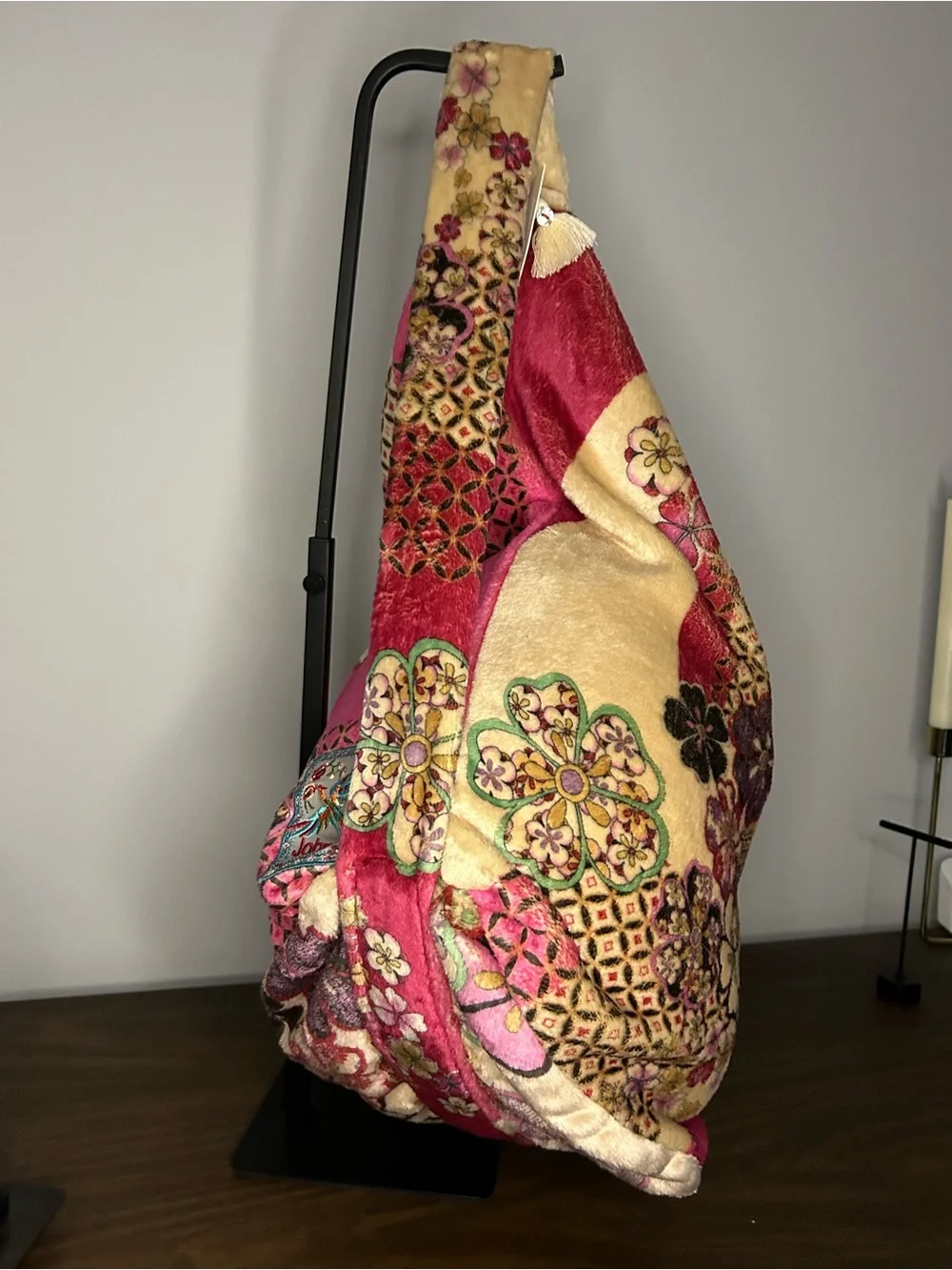 Johnny Was NWT Plush Floral Cozy Drawstring Carrier Bag NO BLANKET INCLUDED